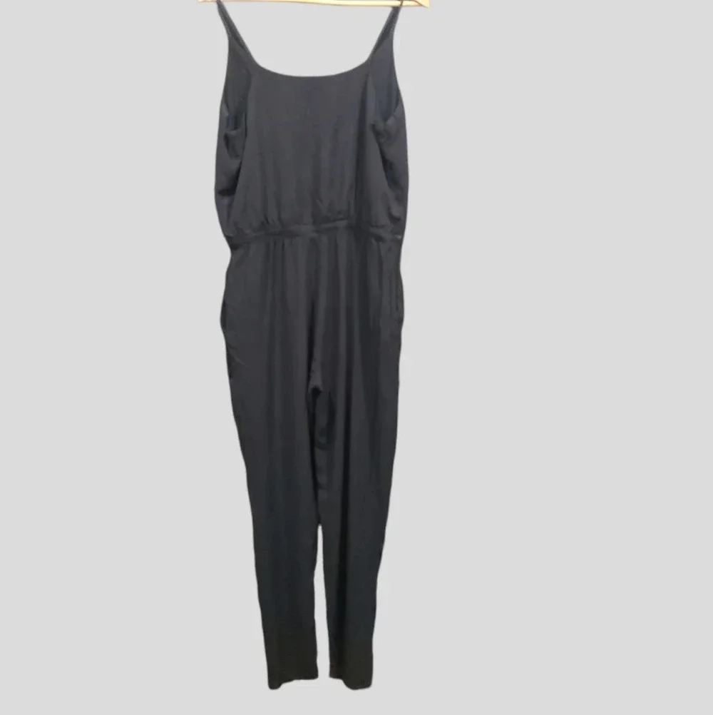 Jessica Simpson Bren Black braided Strap Straight Leg Jumpsuit, Size Large